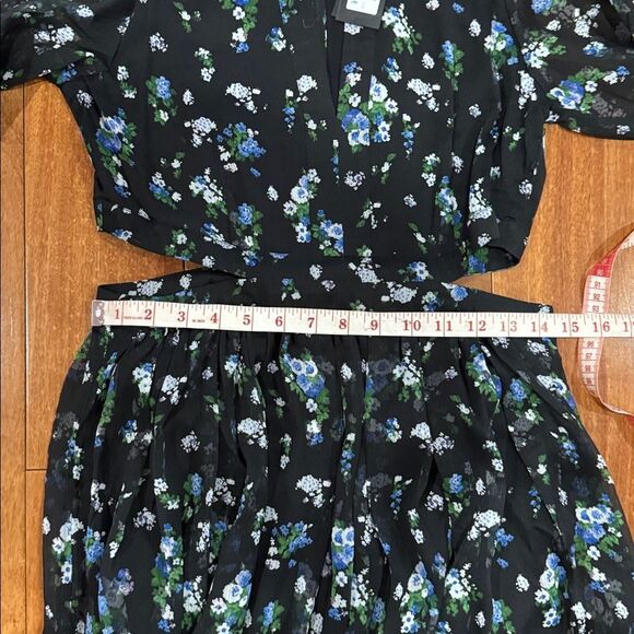 NWT MAJE Risof Maxi Cutout Elegant Black Floral Women's Dress size 38 - Picture 10 of 11